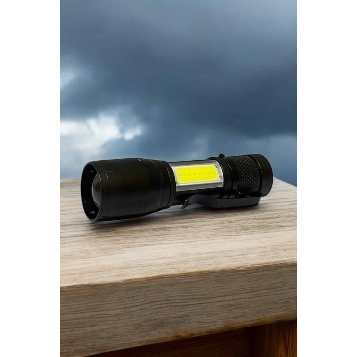 Şarjlı Metal Zoomlu El Feneri Işıldak Led Işık Taşınabilir El Lambası