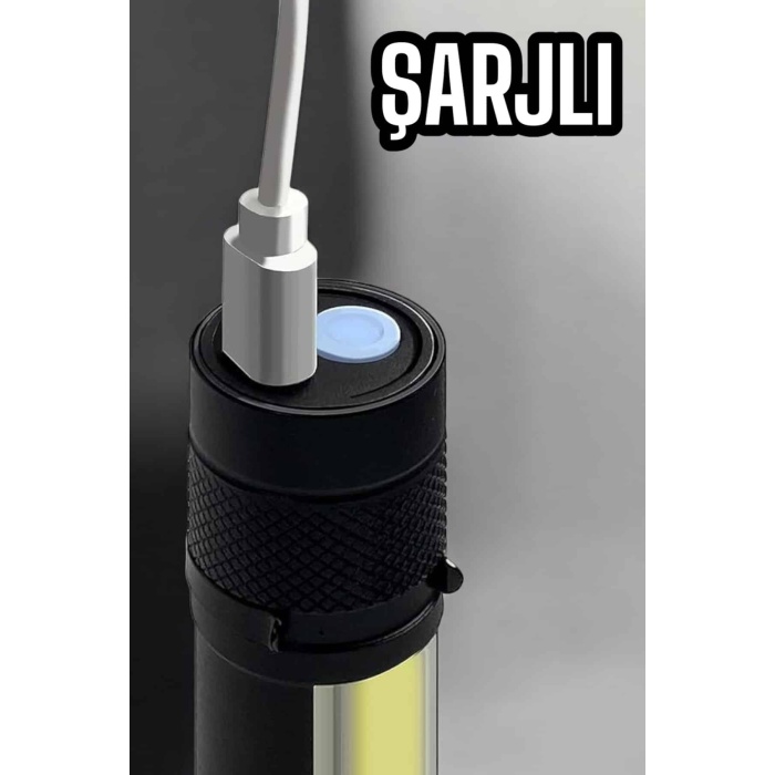 El Feneri Led USB Şarjlı Zoom Mini Led Işık Acil Durum Feneri