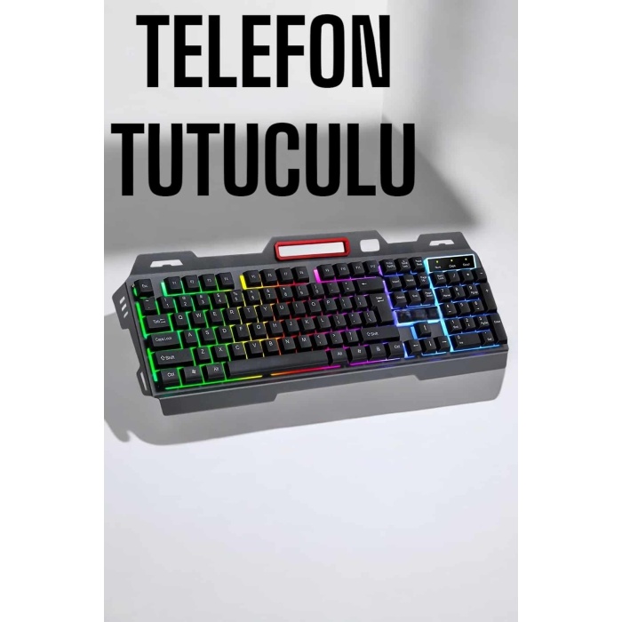 Led Işıklı Oyuncu Klavye Usb Girişli RGB Işıklı Q Klavye Mouse Hediyeli