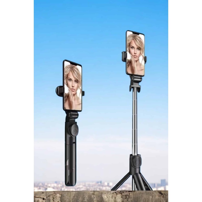 Tripod Kablosuz Bluetooth Bağlantılı Selfie Çubuğu 360 Derece Dönebilen