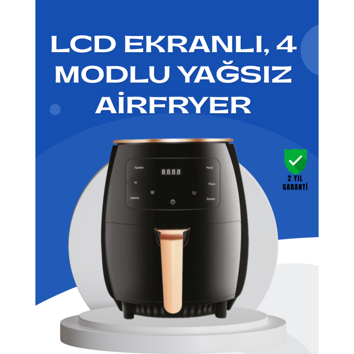 6L Yağsız Fritöz 2400W Dokunmatik Ekran Otomatik Kapanma Airfryer