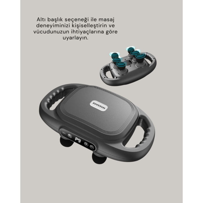 Şarjlı 6 Başlıklı Masaj Tabancası 2000 mAh Sessiz Güçlü Motor
