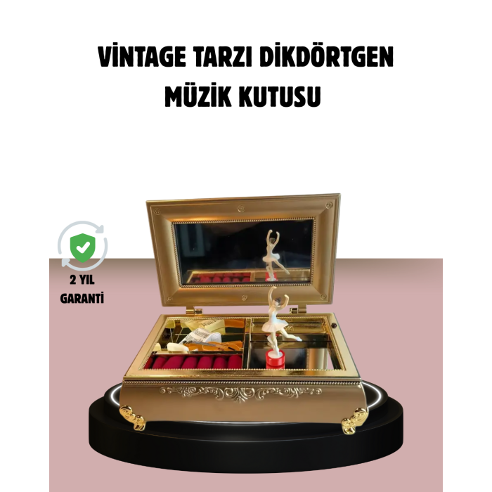 Balerinli Müzikli Takı Kutusu Piyano Tasarım Kız Çocuk Hediyelik