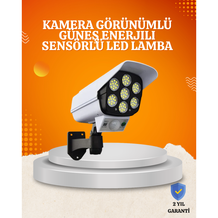 Solar Şarjlı Hareket Sensörlü LED Dış Mekan Lambası Kamera Tasarımlı Güvenlik Işığı
