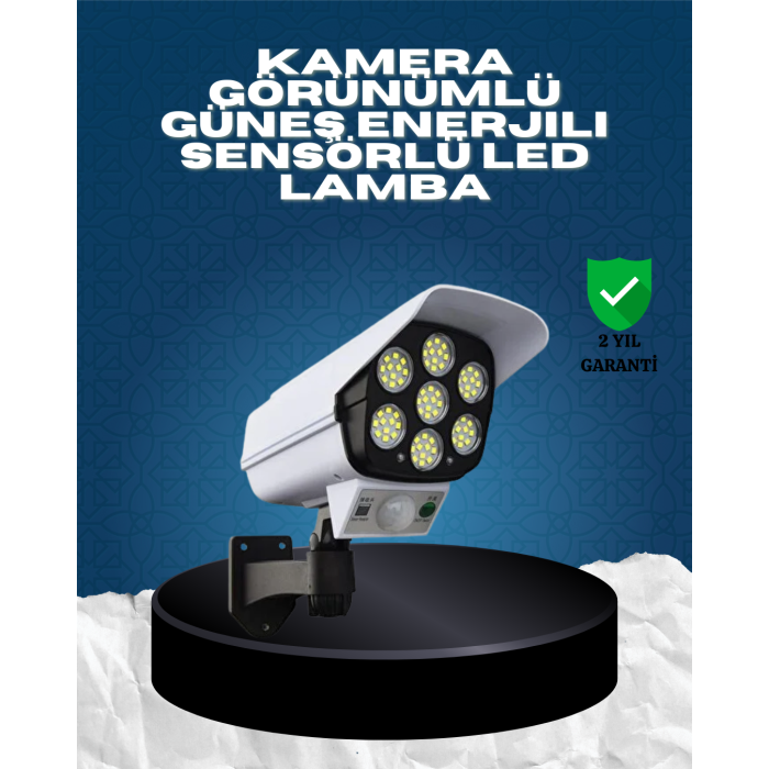 Güneş Enerjili Kamera Görünümlü Hareket Sensörlü LED Duvar Lambası Uzaktan Kumandalı