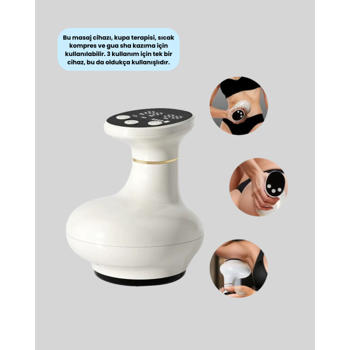 Taşınabilir Şarjlı Masaj Cihazı Kupa Terapisi Sıcak Masaj