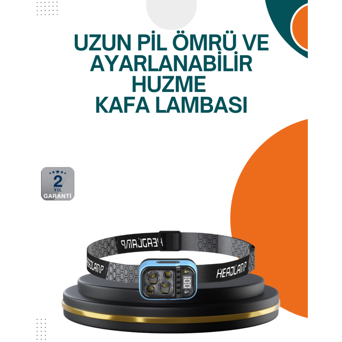 Type C Şarjlı LED Kafa Lambası Güç Göstergeli 53 Modlu