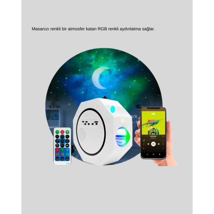 360° Döndürülebilir Yıldızlı Gökyüzü Projeksiyon Gece Lambası