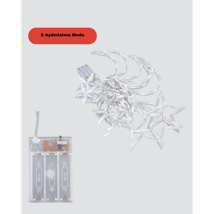 Yanıp Sönen ve Sabit Modlu Yıldız Ay Perde Led Işık