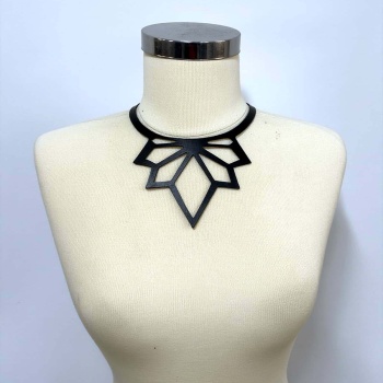 Lazer Kesim Şık Deri Choker, Deri Kolye - APFT1416