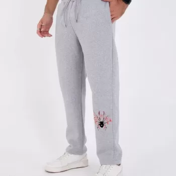 Oversize Üç İplik Baskılı Eşofman Pantolon - Gri