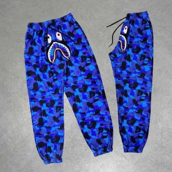 İki İplik Mevsimlik Bape Nakişli Eşofman Pantolon - Mavi