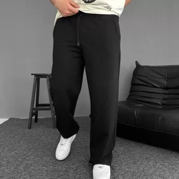 İki İplik Kumaş Baggy Alt Esofman - Siyah