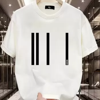 AICG Baskılı Kadın Oversize Bisiklet Yaka T-shirt  - Beyaz