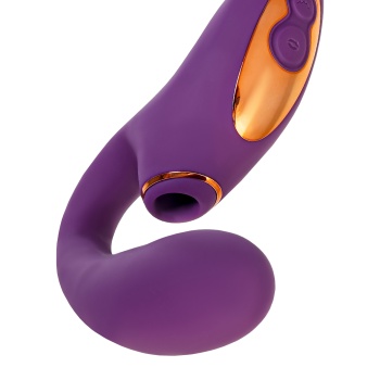 Çift uyarımlı masaj aleti LEroina Megam, silikon, mor, 27,5 cm