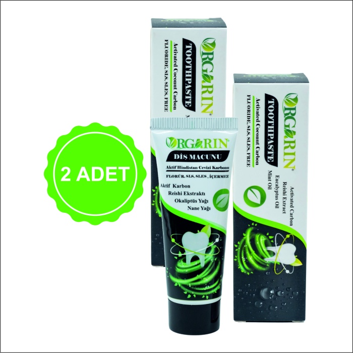2 Adet Orgarin Aktif Karbonlu Florürsüz Diş Macunu 75 gr