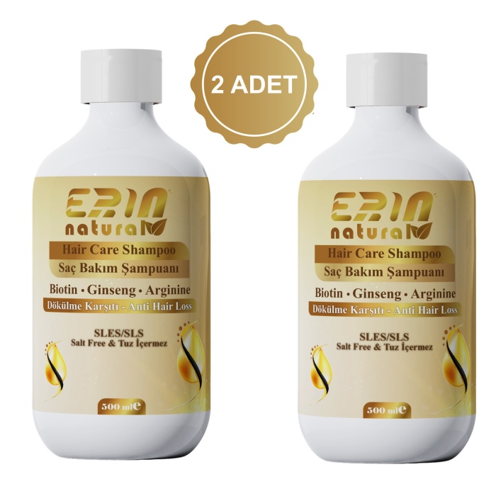 2 Adet Erin Natural Saç Dökülmesine Karşı Bakım Şampuanı 500 ml