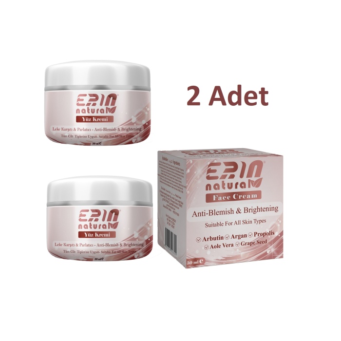 2 Adet Erin Natural Leke Karşıtı Yüz Bakım Kremi 50 ml