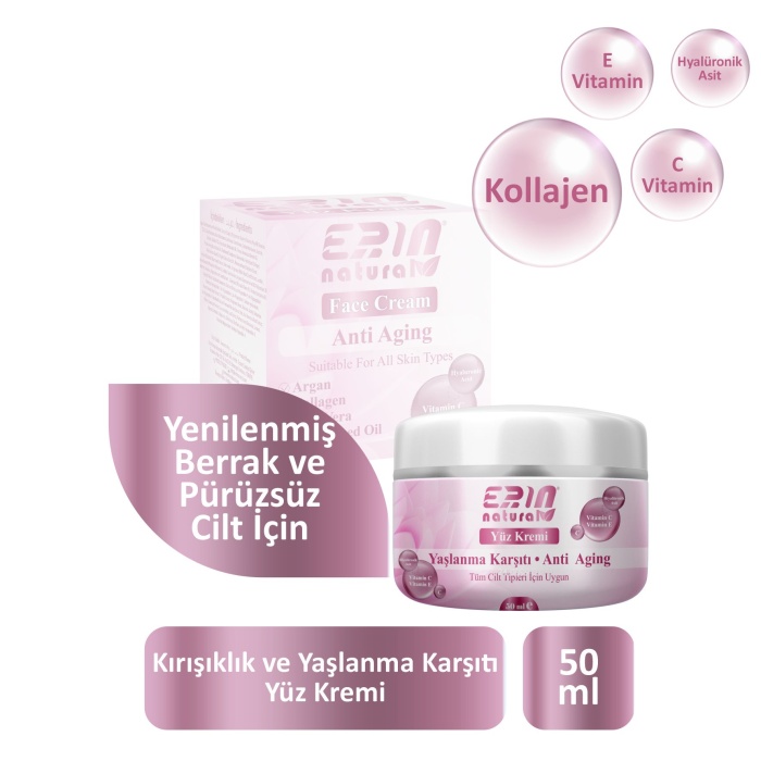 Erin Natural Yaşlanma Ve Kırışıklık Karşıtı Yüz Kemi 50 ml