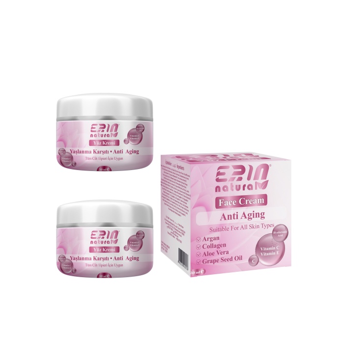 2 Adet Erin Natural Yaşlanma Ve Kırışıklık Karşıtı Yüz Kemi 50 ml