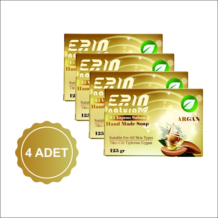 4 Adet Erin Natural El Yapımı Argan Yağlı Sabun 125 gr