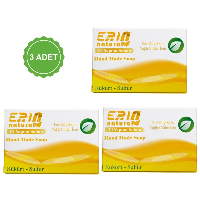 3 Adet Erin Natural El Yapımı Kükürt Sabunu 125 gr