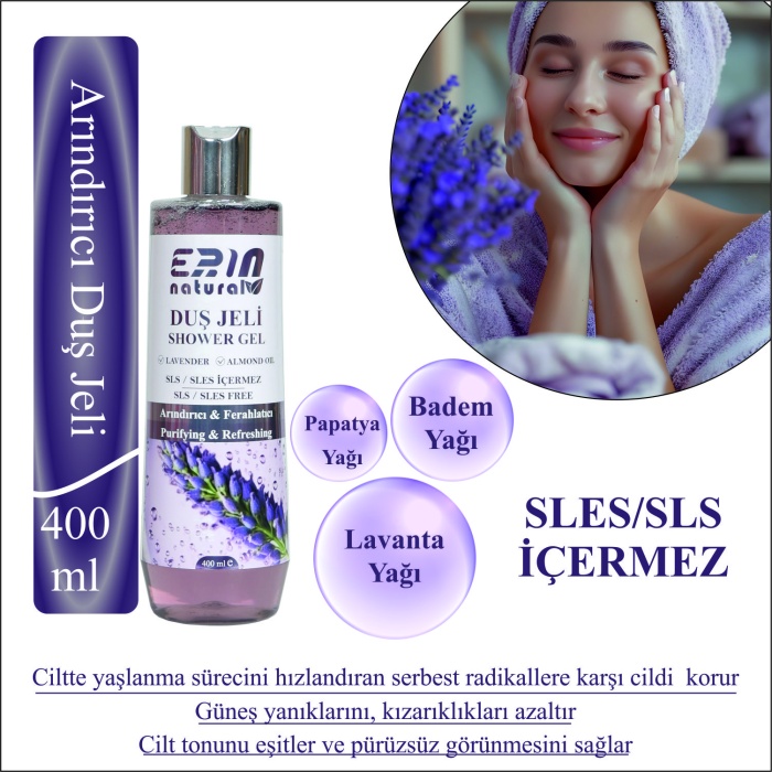 2 Adet Erin Natural Sülfat İçermeyen Arındırıcı Duş Jeli 400 ml
