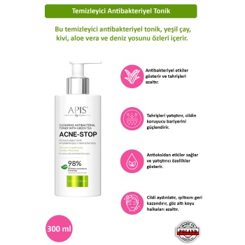 Anti-Bakteriyel Akne Temizleme Toniği - Yeşil Çaylı - 300ml