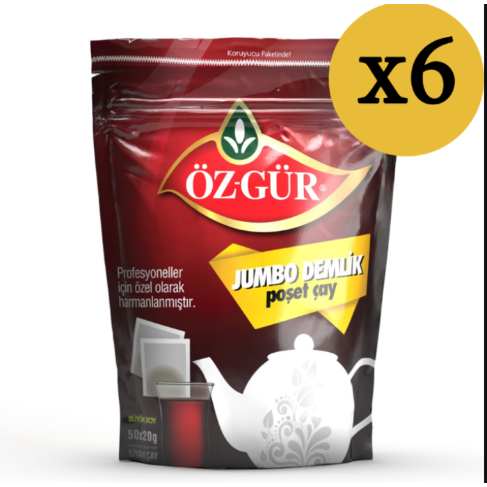 ÖZGÜR Jumbo Demlik Poşet 50*20 Gr x 6 Adet (1 Koli)