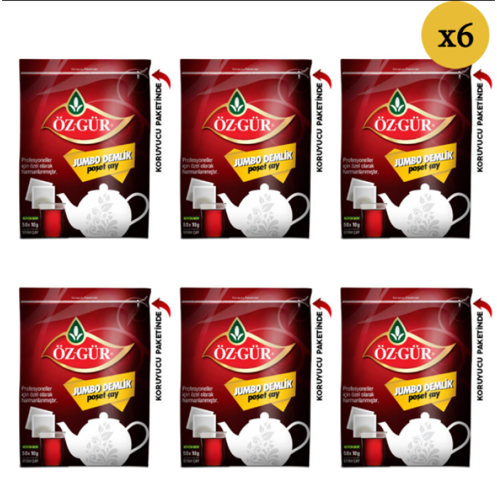 ÖZGÜR Jumbo Demlik Poşet 50*10 Gr x 6 Adet