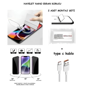 Omix X700 Nano Ekran Koruyucu  Esnek MAT HAYALET + Type C Kablo