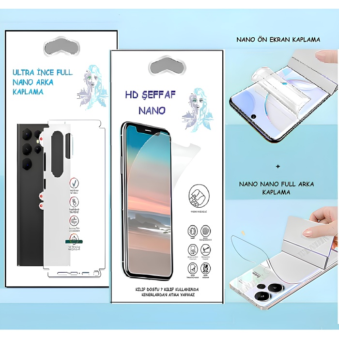 Omix X700 - NANO Ekran Koruyucu HD Şeffaf  + NANO Arka Kaplama SET Ultra İnce Esnek