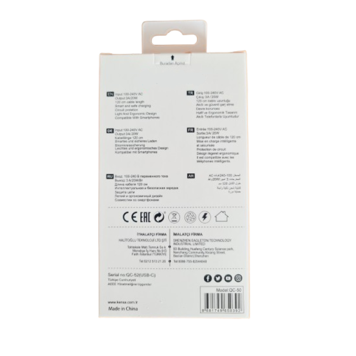 Şarj Aleti + Type c Kablo HIZLI Şarj Özelliğine Sahip