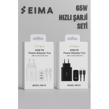 65W Hızlı Şarj Seti Başlık 3 Port Girişli