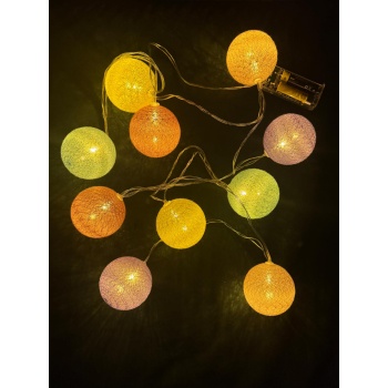 2m 10lu Işıklı Renkli Top Dekoratif Süs Pilli MZ-312