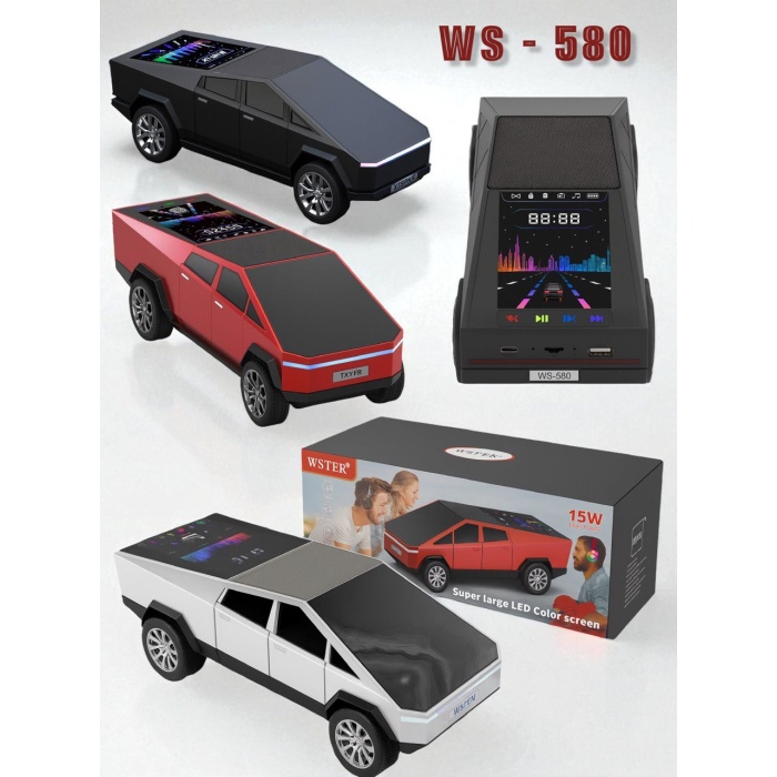 Cybertruck Görünümlü Dijital Ekranlı Bluetooth Hoparlör WS-580