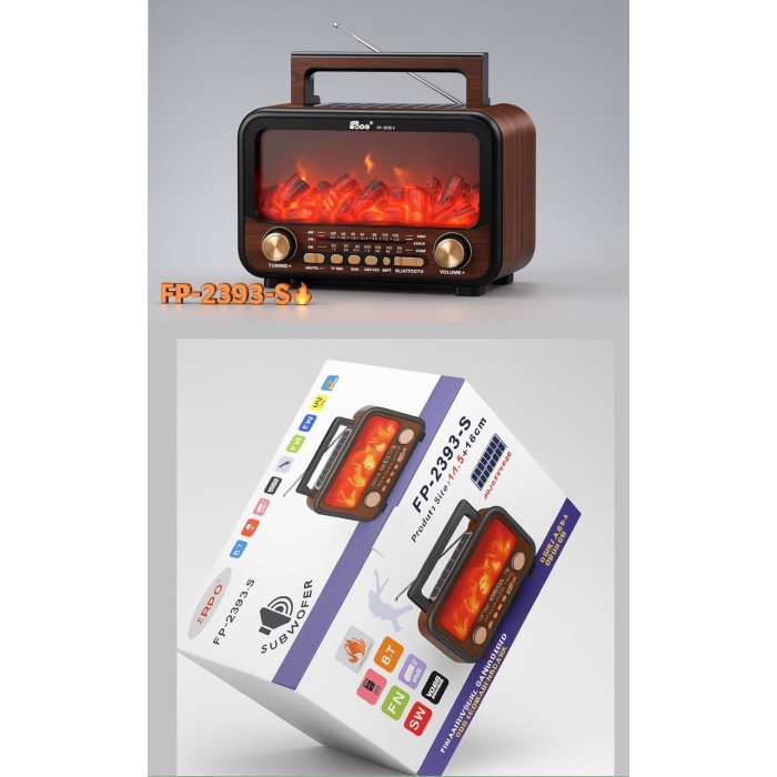 Şömine Görünmlü Nostaljik Radyo Bluetooth Hoparlör FP-2393-S
