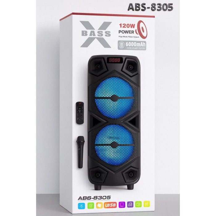 Karaoke Taşınabilir Mikrofonlu Kumandalı Hoparlör ABS-8305