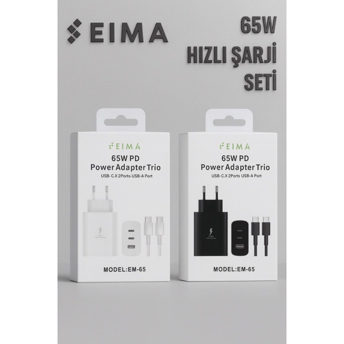 65W Hızlı Şarj Seti Başlık 3 Port Girişli