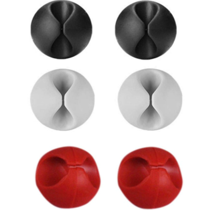 Yapışkanlı Kablo Sabitleyici Düzenleyici 6lı Paket (2 Beyaz-2 Kırmızı-2 Siyah) MZ2023-38