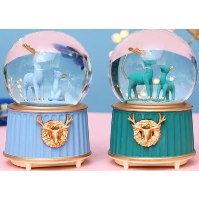 Mavi-Yeşil Geyik Kar Küresi Küçük Boy