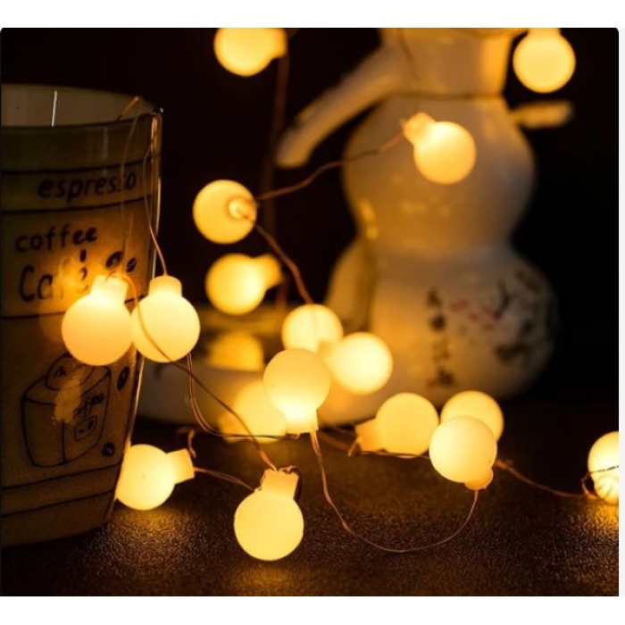 3m 20 Led Beyaz Top Gün ışığı Pilli 2 Kademeli MZ-4