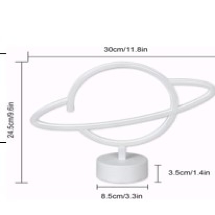 Neon Işıklı Satürn Lamba Pil+Usb MZ-503