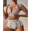 Fantazi Beyaz Dantelli Fiyonklu Seksi Babydol BC9239