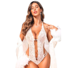 Fantezi Beyaz  Dantelli Zincirli Seksi Babydoll BC9252