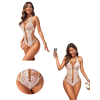 Fantezi Beyaz  Dantelli Zincirli Seksi Babydoll BC9252