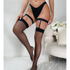 Kadın Siyah Dantel Bacak Bantlı String Jartiyer Çorap Takımı BC0046