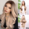 Kumral Platin Ombre ve Röfleli Bebek Saçlı Fiber Sentetik Tül Peruk