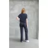 Osy Modal Yumuşak dokulu Kumaş Bisiklet Yaka Parçalı detaylı Kısa Kollu Takım - Füme