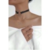 Halka Detaylı Şık Deri Choker - APFT35
